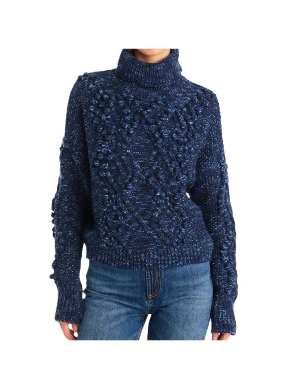 Allison New York Daphne Turtleneck Sweater in Midnight Space Dye Size Large New
